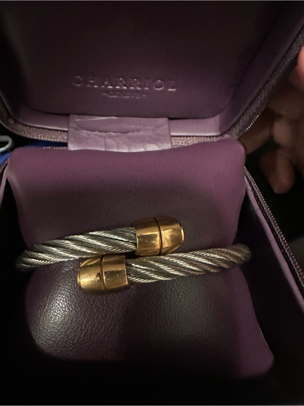 Charriol Celtic Two-Tone Cable Cuff Bracelet - Silver Cable with Gold End Caps